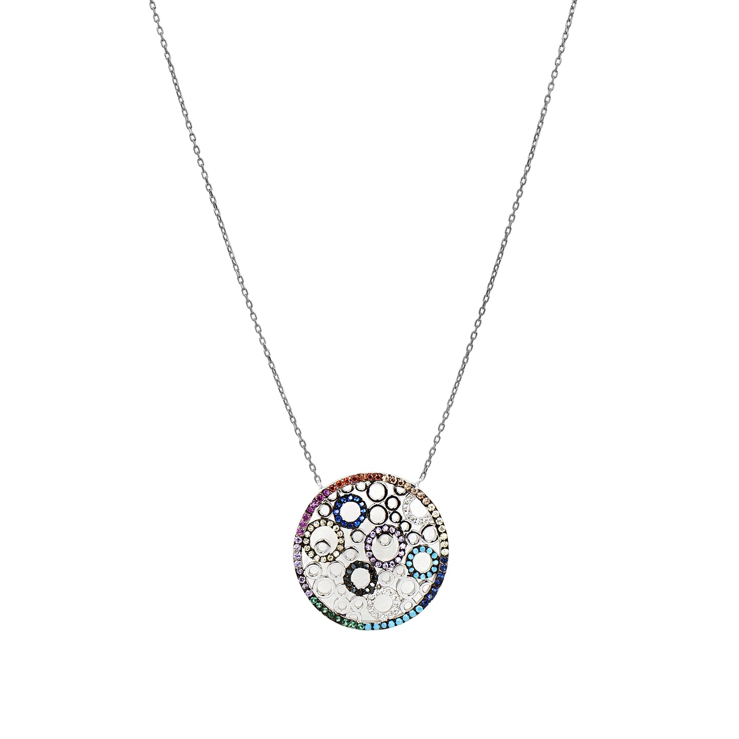CIRCLE OF RING CZ CHAIN NECKLACE