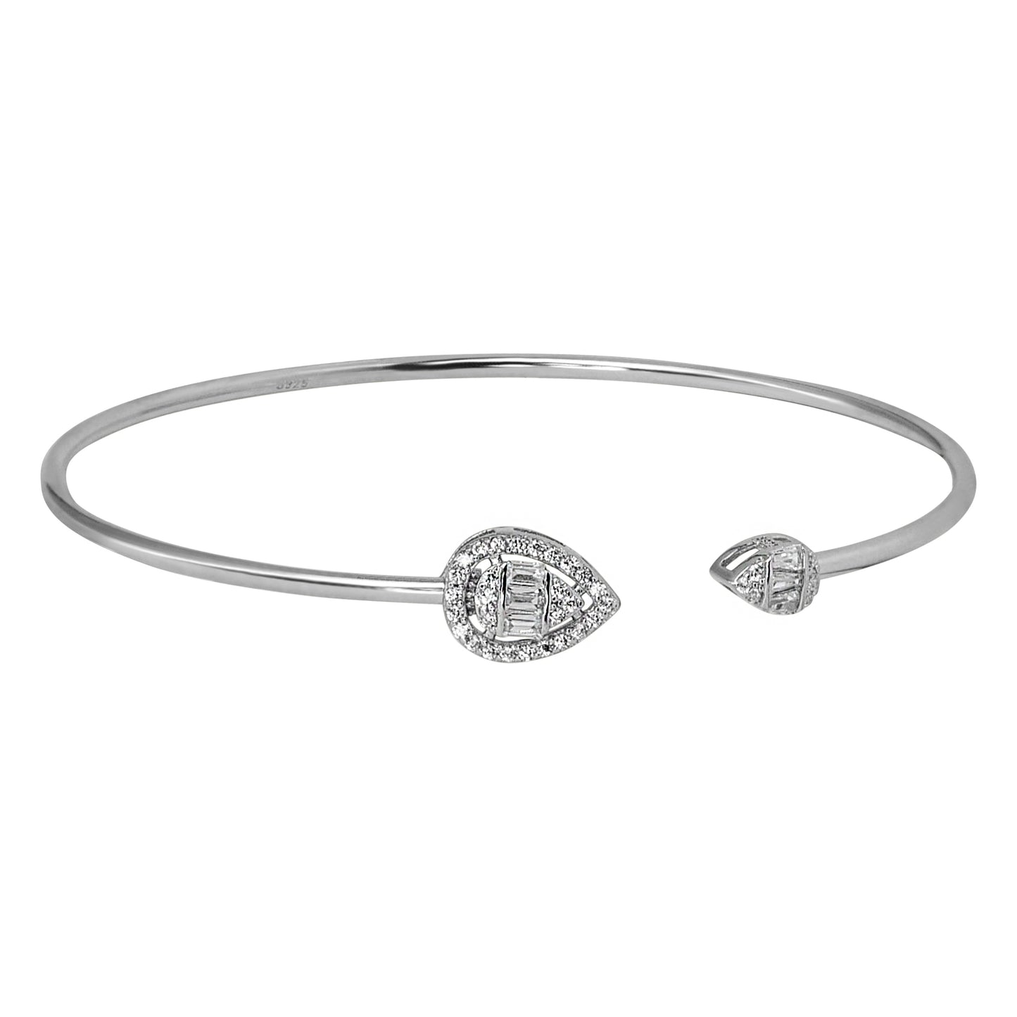 DUAL DROP SILVER BANGLE BRACELET