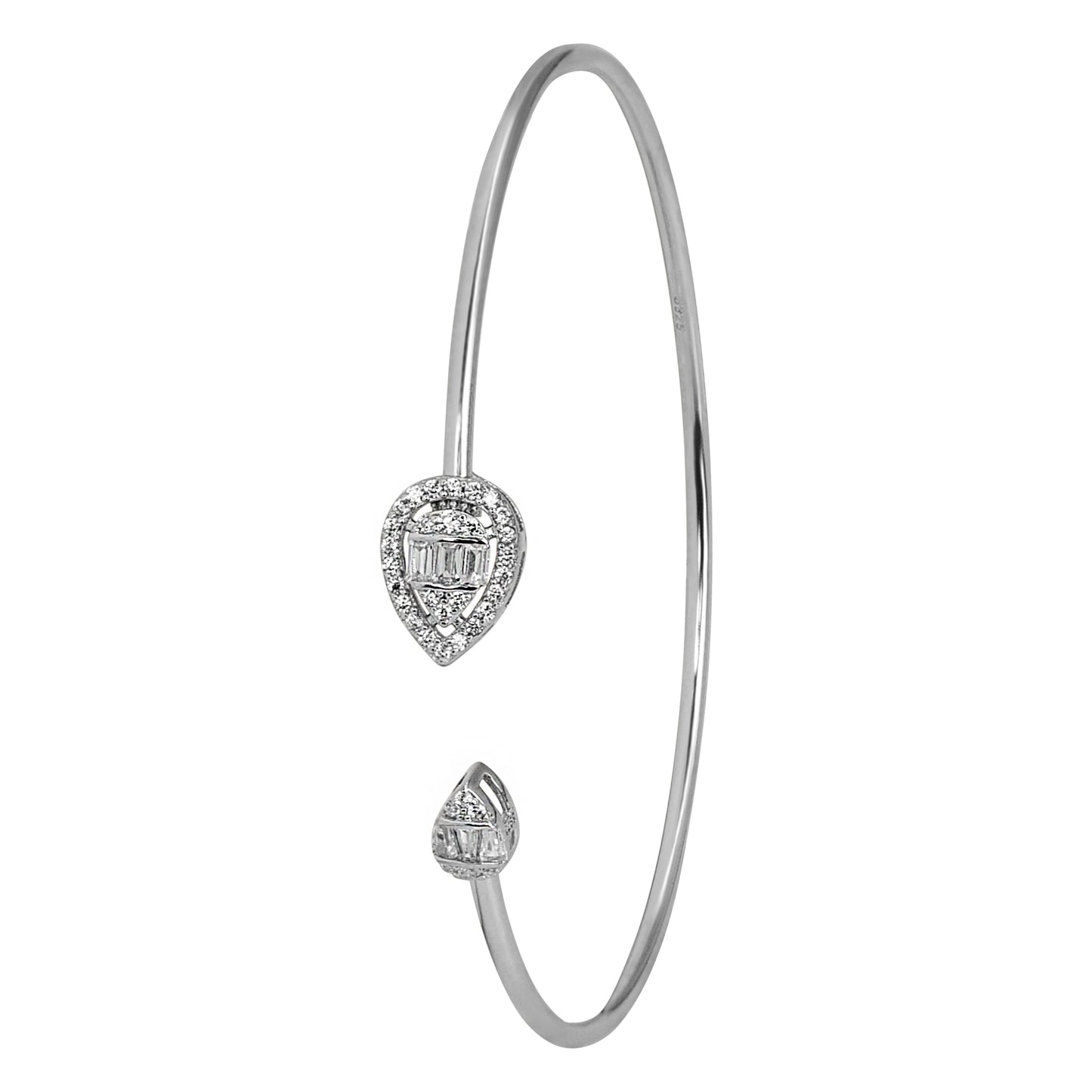 DUAL DROP SILVER BANGLE BRACELET