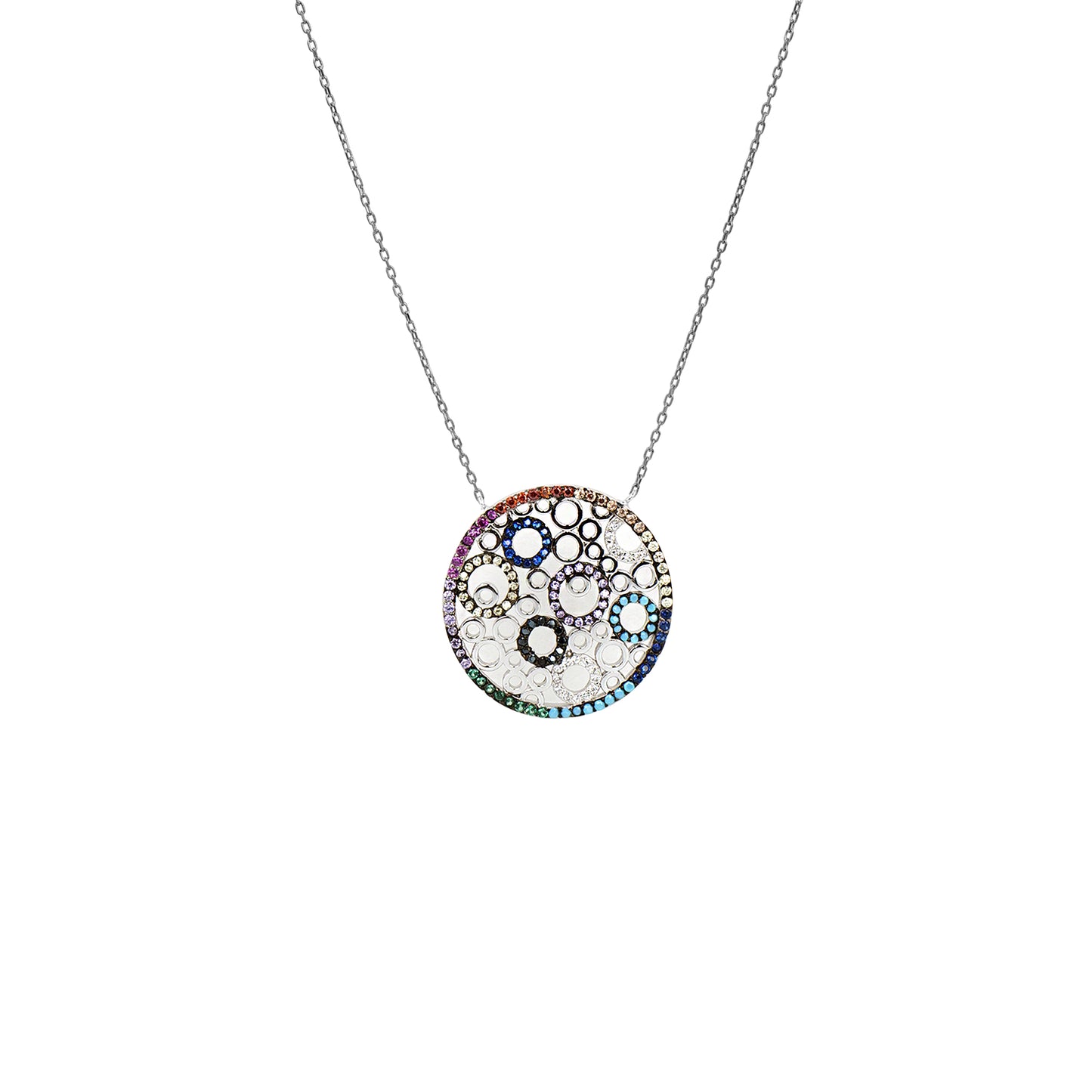 CIRCLE OF RING CZ CHAIN NECKLACE
