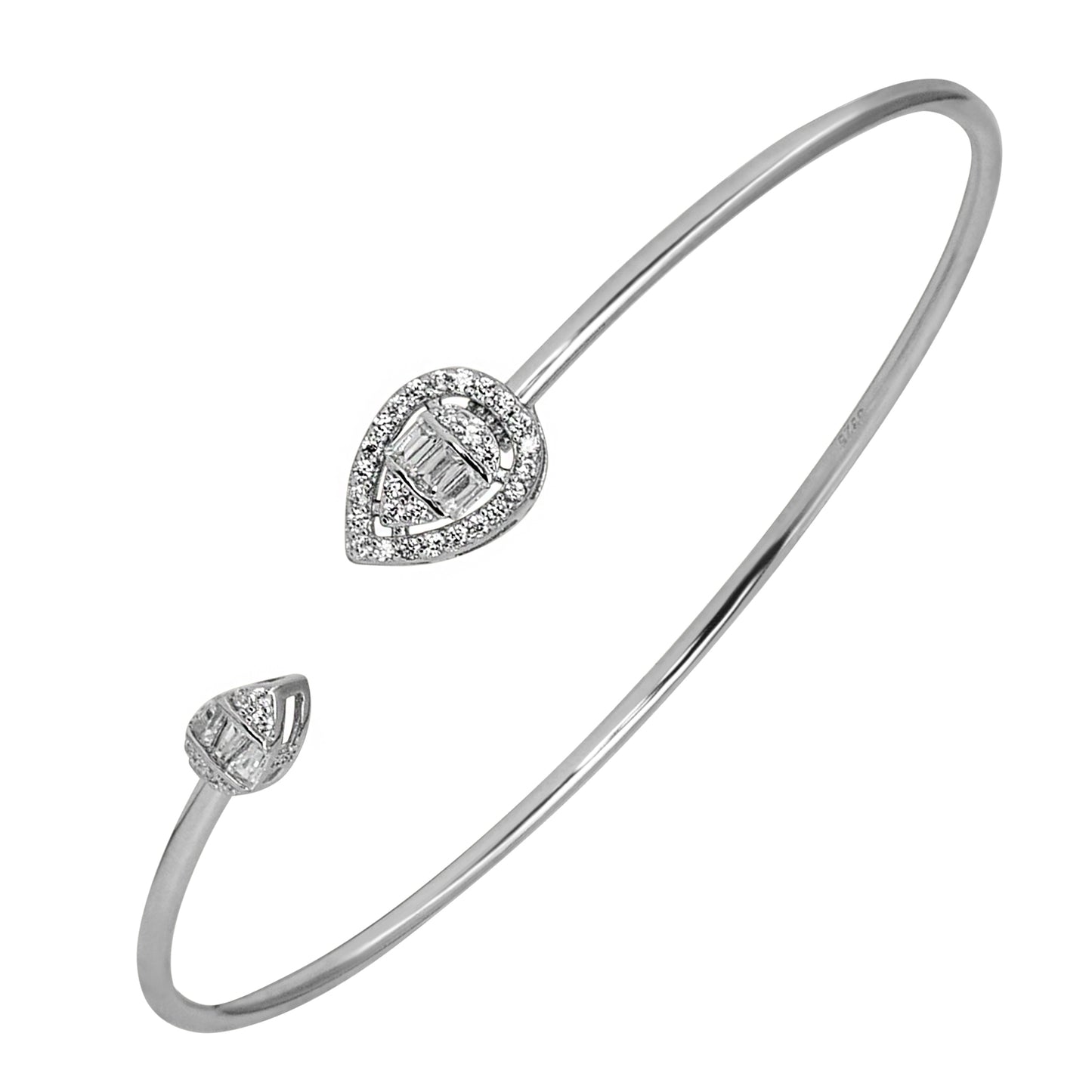DUAL DROP SILVER BANGLE BRACELET