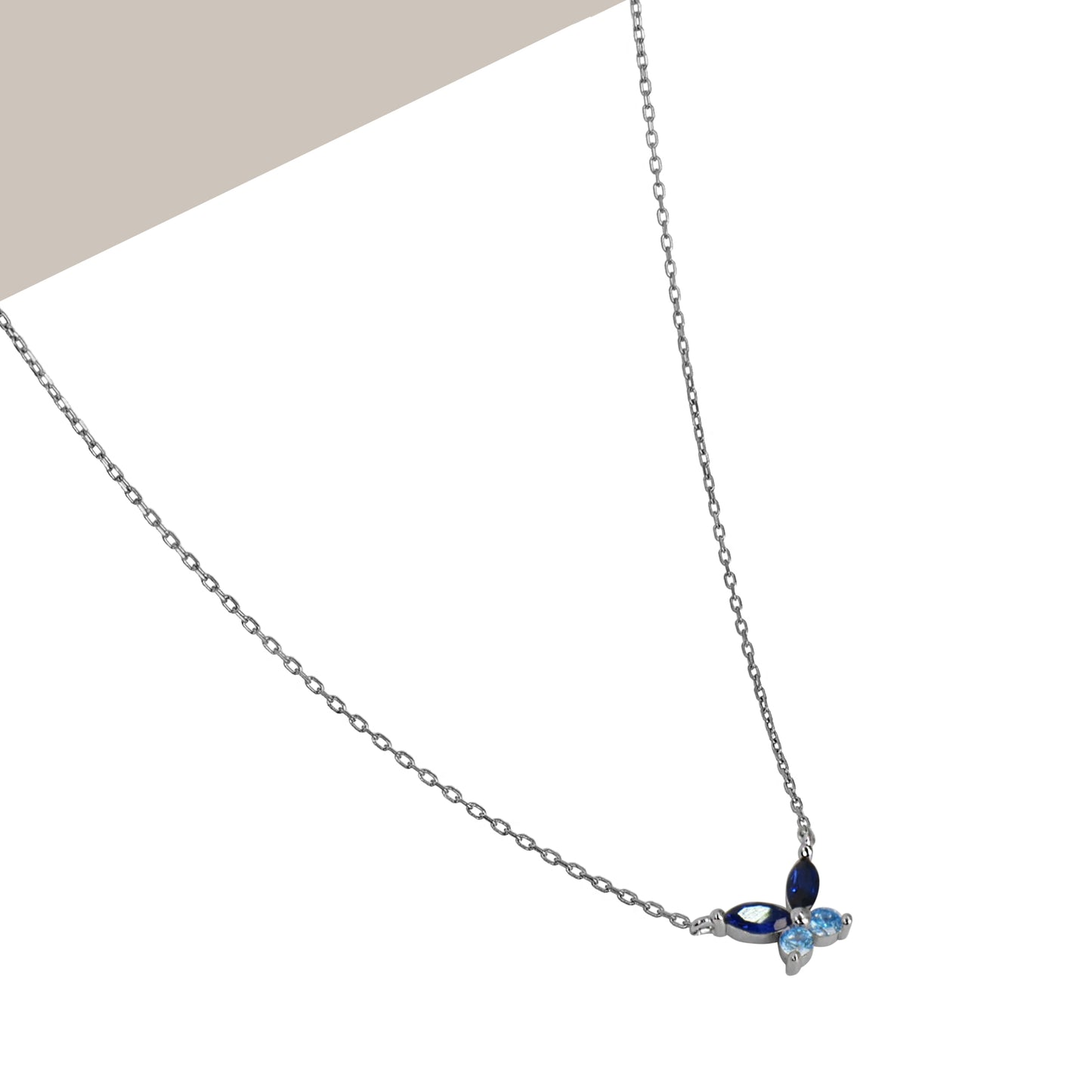 BUTTERFLY COLOR CZ CHAIN NECKLACE