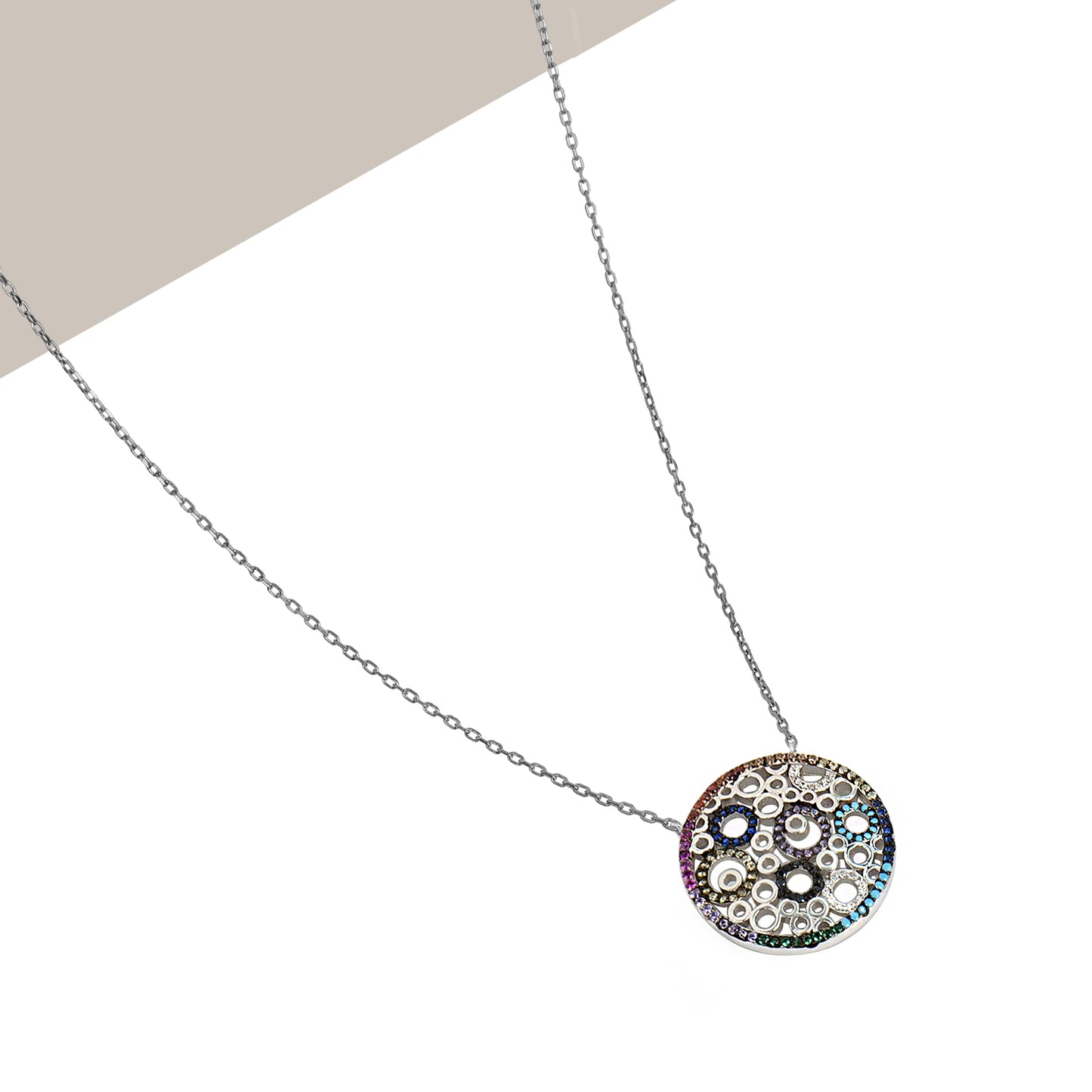 CIRCLE OF RING CZ CHAIN NECKLACE