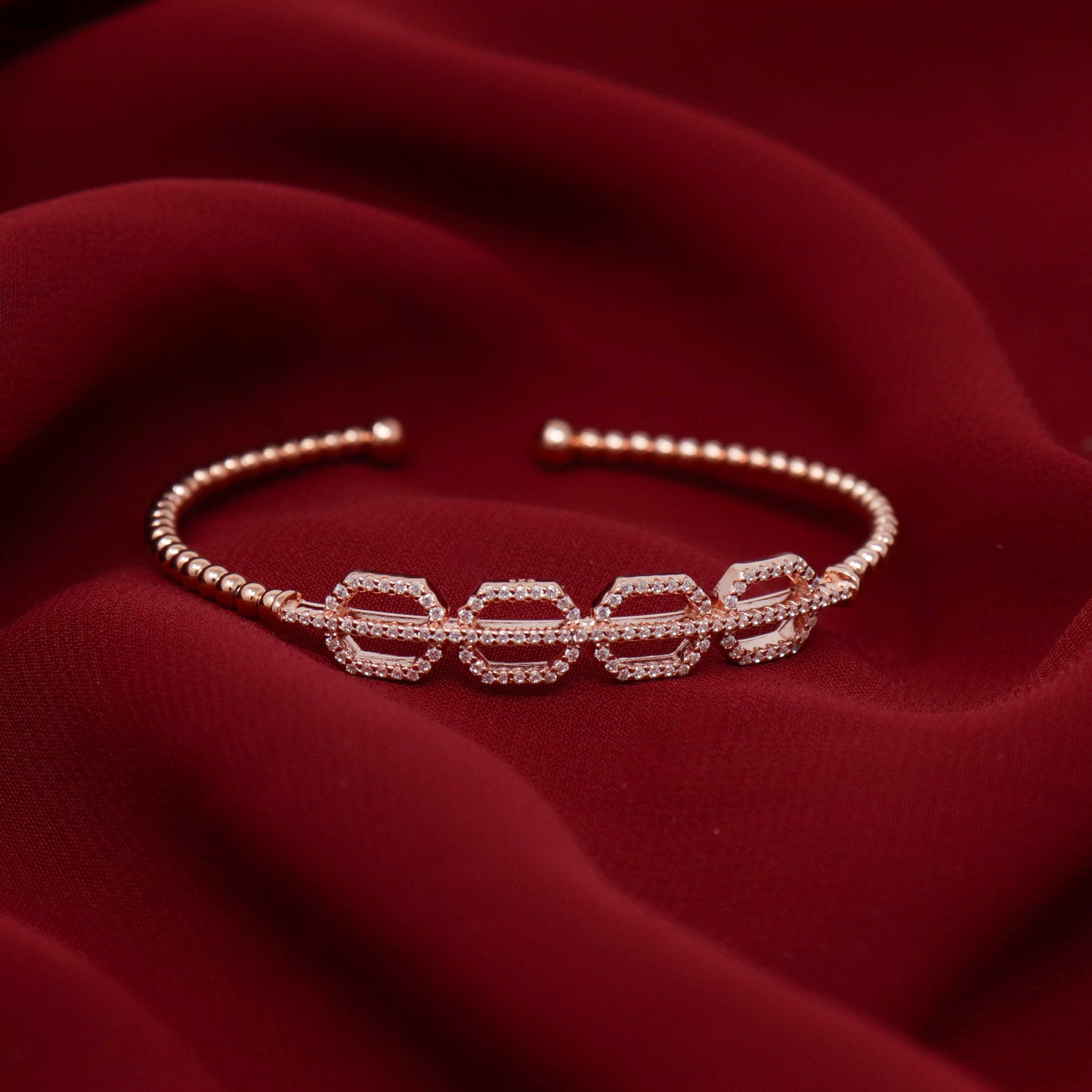 SHIMMERING ZIRCONIA SEQUENCE BANGLE BRACELET