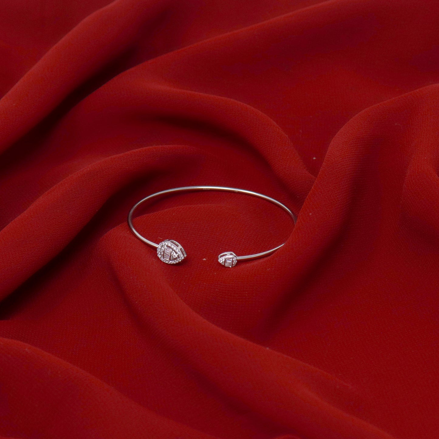 DUAL DROP SILVER BANGLE BRACELET