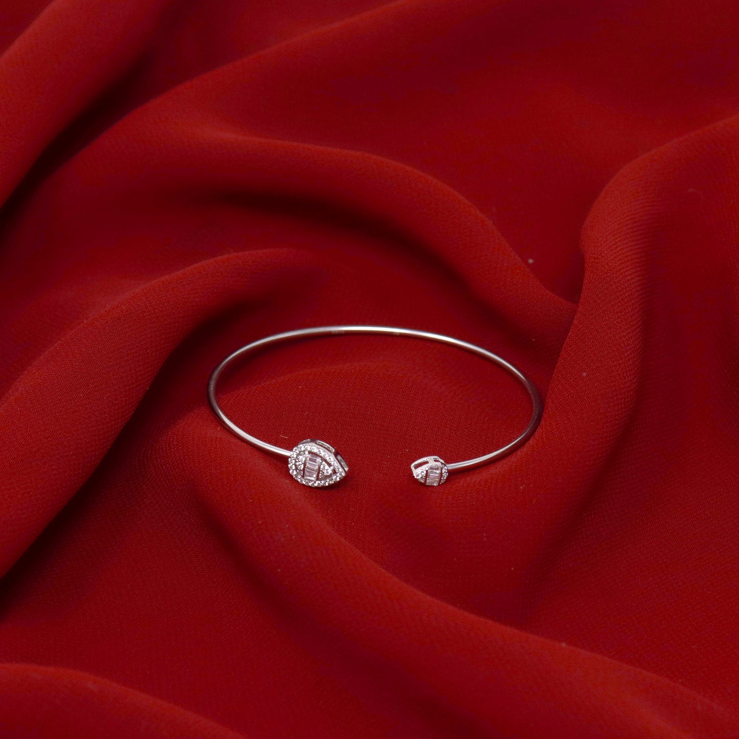 DUAL DROP SILVER BANGLE BRACELET