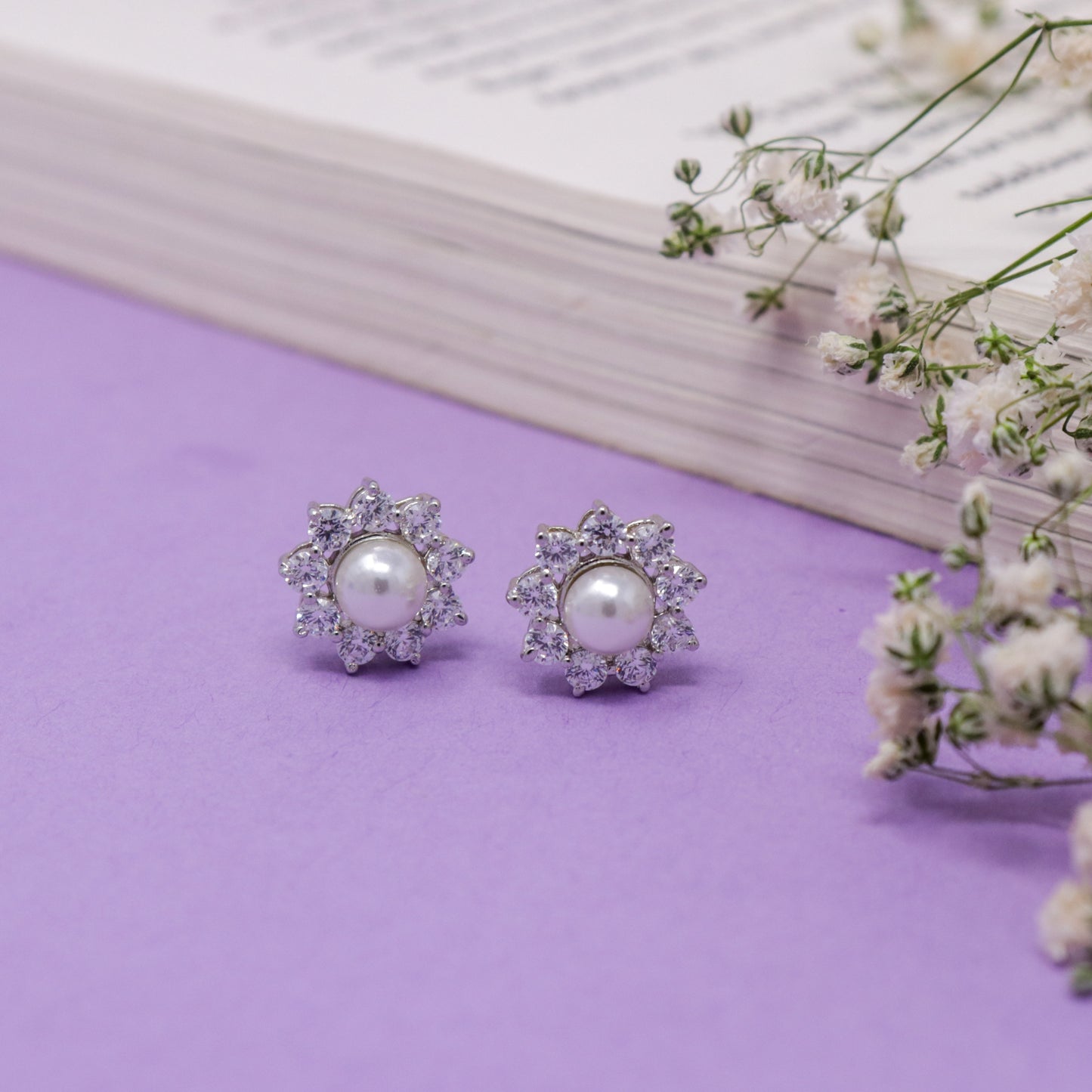 BLOSSOM PEARL CZ EARRING