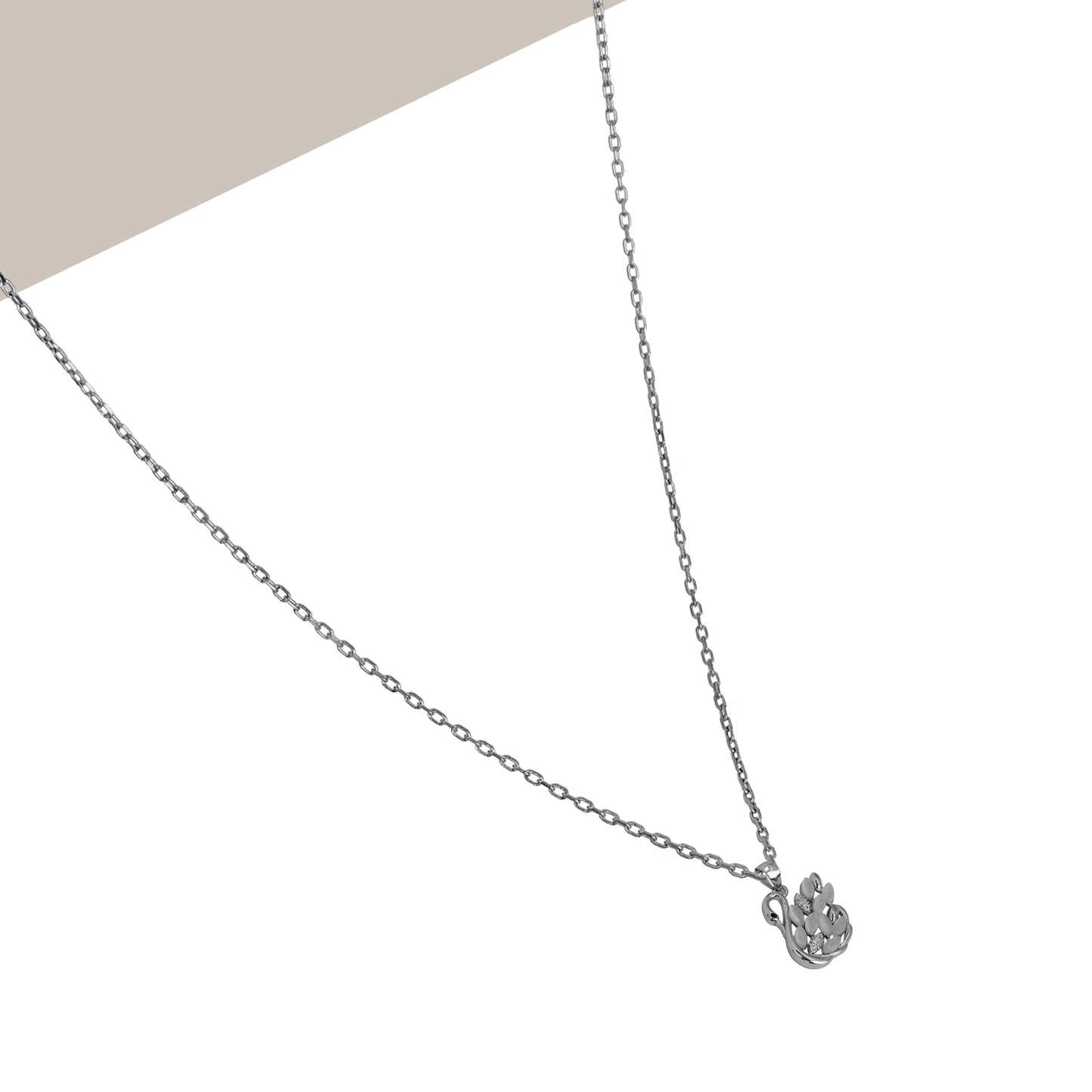 SWAN CZ RHODIUM CHAIN NECKLACE