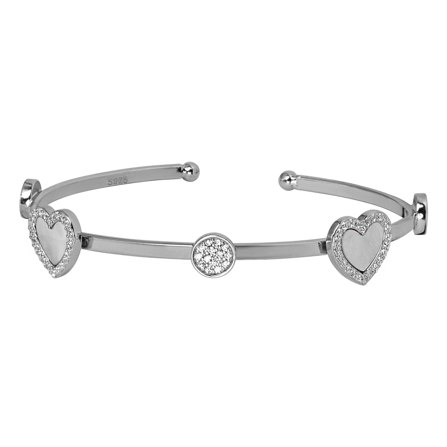 STERLING HEART BANGLE BRACELET