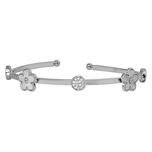 STERLING CLASSIC FLOWER BANGLE BRACELET