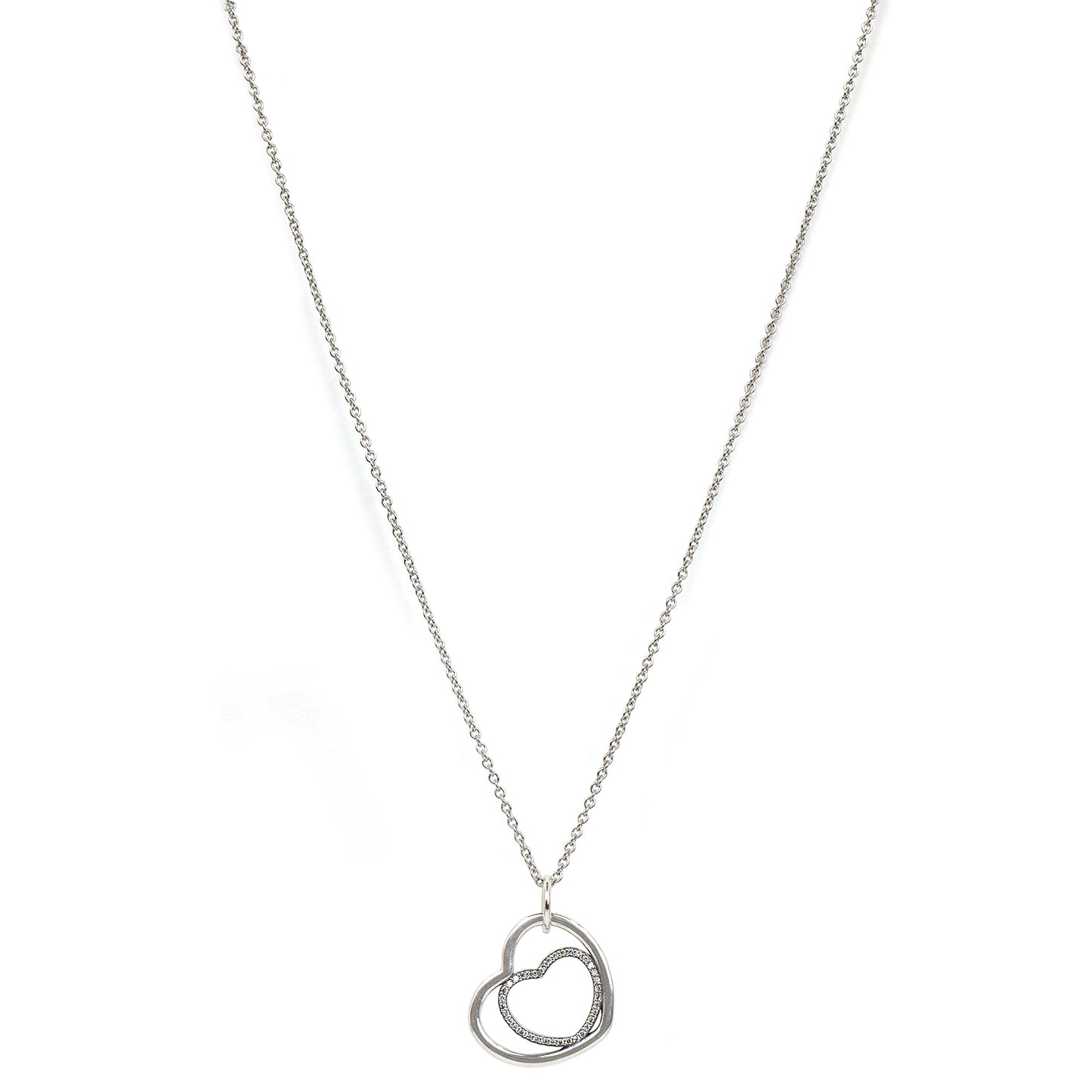 TWO HEARTS CZ CHAIN NECKLACE