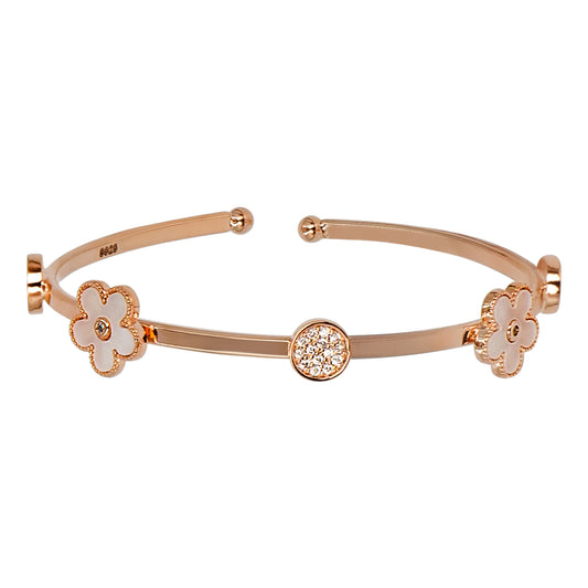 STERLING CLASSIC FLOWER BANGLE BRACELET