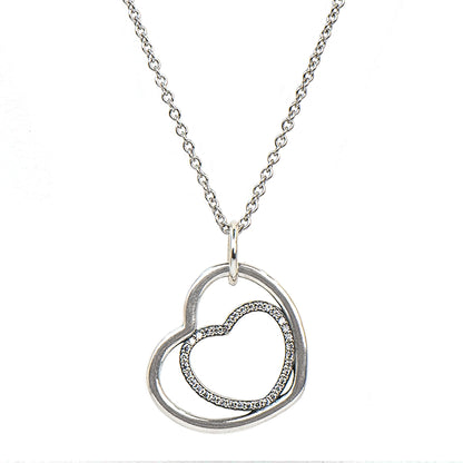 TWO HEARTS CZ CHAIN NECKLACE