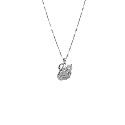 SWAN CZ RHODIUM CHAIN NECKLACE