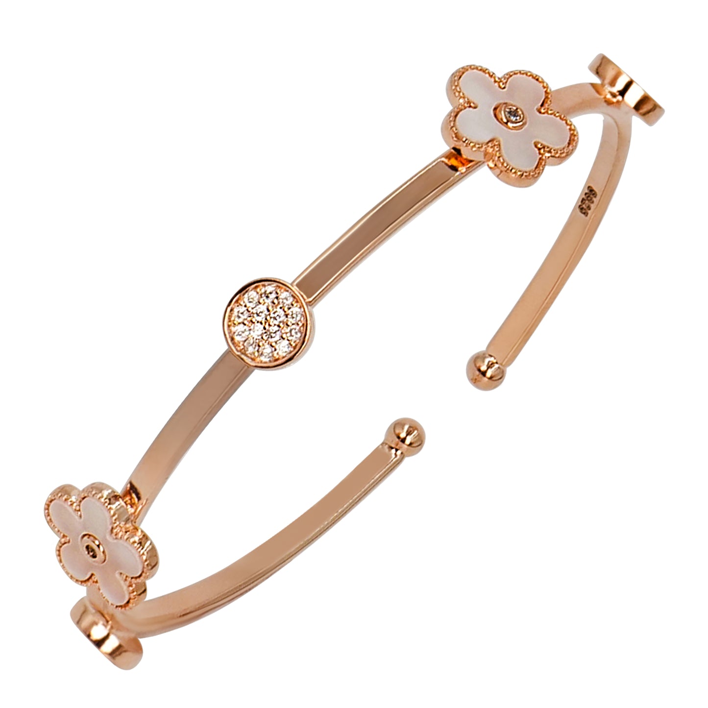 STERLING CLASSIC FLOWER BANGLE BRACELET