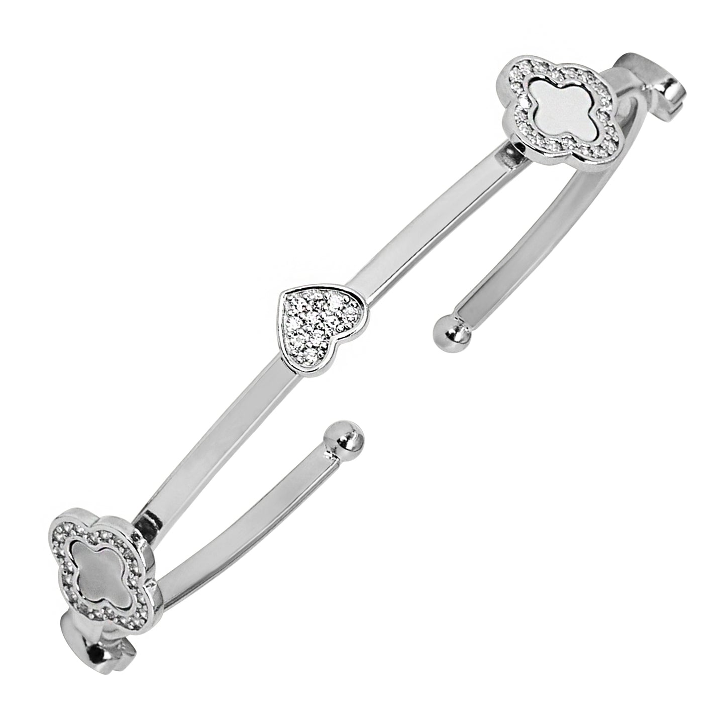 STERLING CLASSIC HEART BANGLE BRACELET