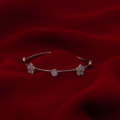 STERLING CLASSIC FLOWER BANGLE BRACELET