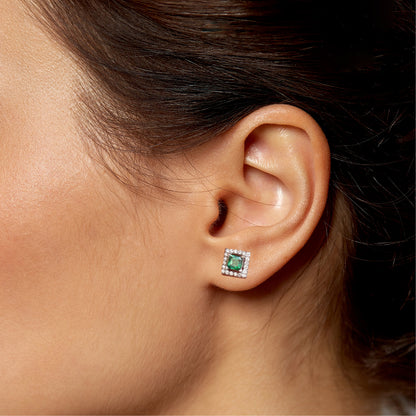 GLEAMING SQUARE EMERALD CZ EARRING