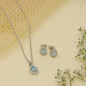 LIGHT BLUE SOLITAIRE NECKLACE WITH EARRING