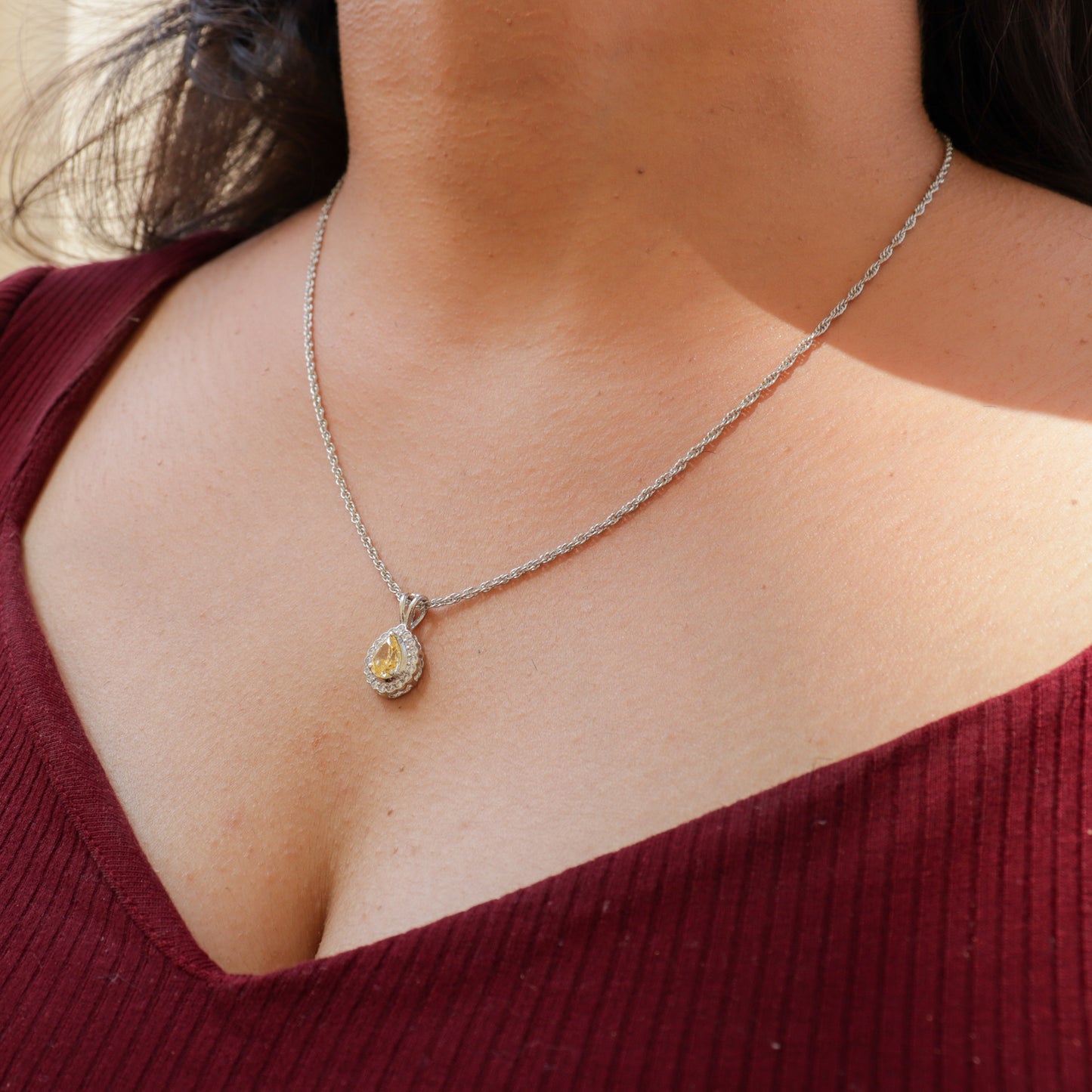 YELLOW SAPPHIRE CZ CHAIN NECKLACE