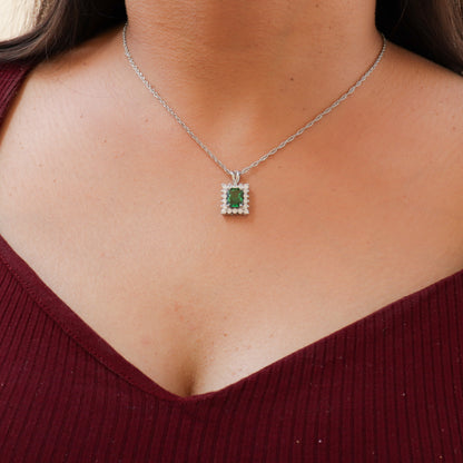 EMERALD CZ SILVER CHAIN NECKLACE