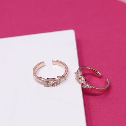 LEAFY ROSE GOLD TOE RING