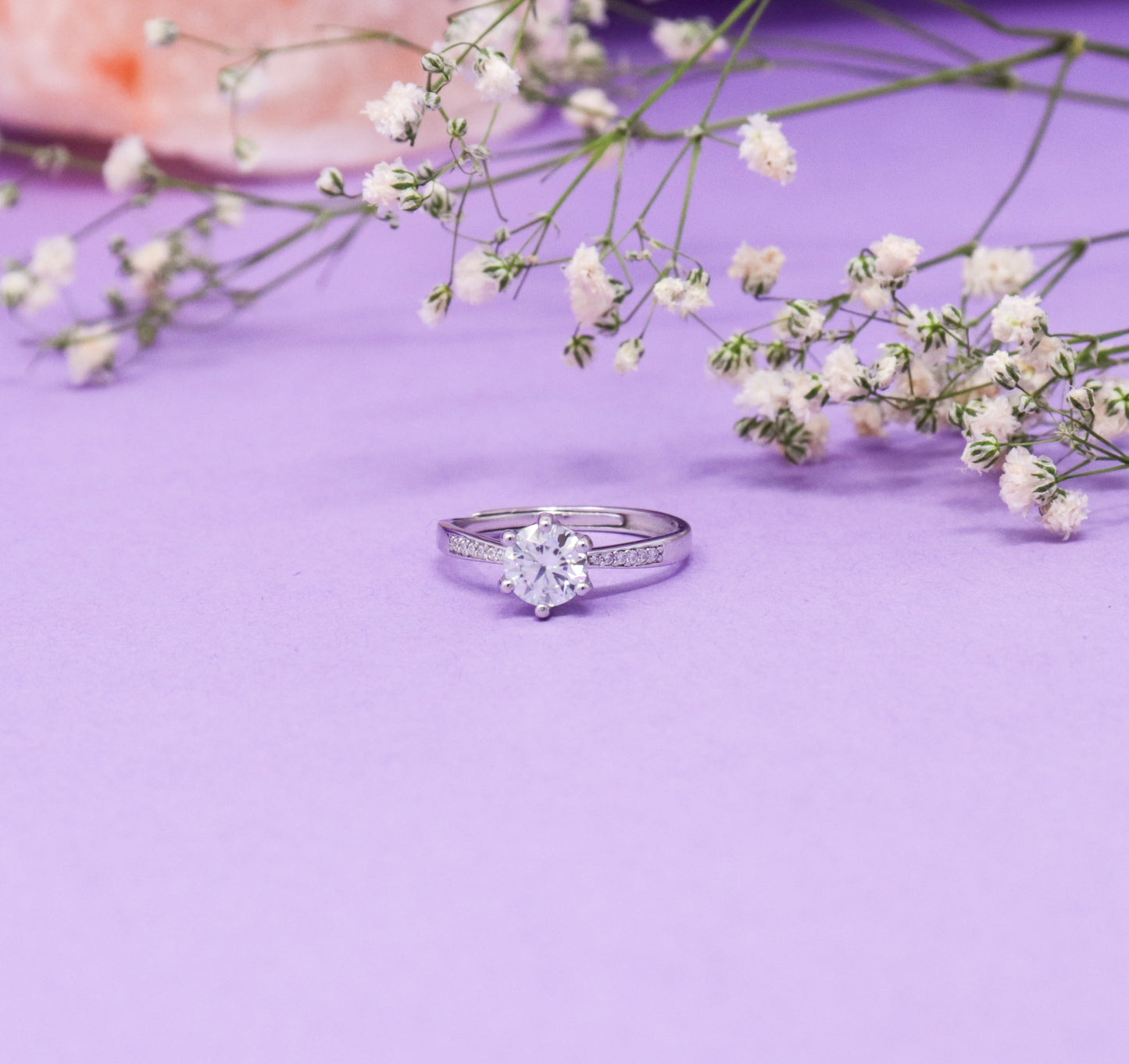 CRYSTAL CASCADE CZ SILVER RING