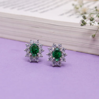 OVAL CIRCLE OF RADIANCE EMERALD EARRING