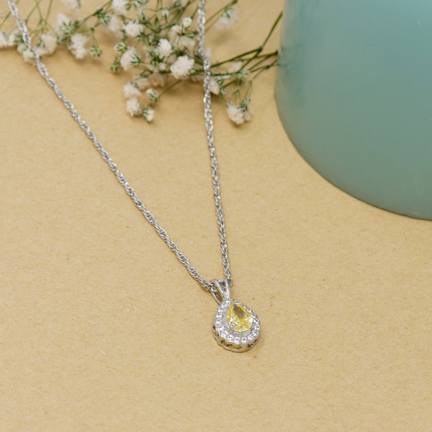 YELLOW SAPPHIRE CZ CHAIN NECKLACE