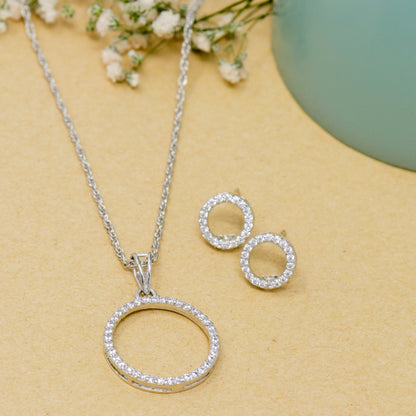 ROUND CUT ZIRCON NECKLACE WITH EARRING