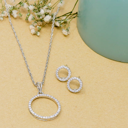 ROUND CUT ZIRCON NECKLACE WITH EARRING