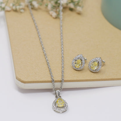 MINIMAL CZ CASUAL CHAIN NECKLACE WITH EARRING