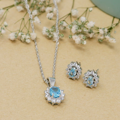 OPULENT OVALS CZ NECKLACE WITH EARRING