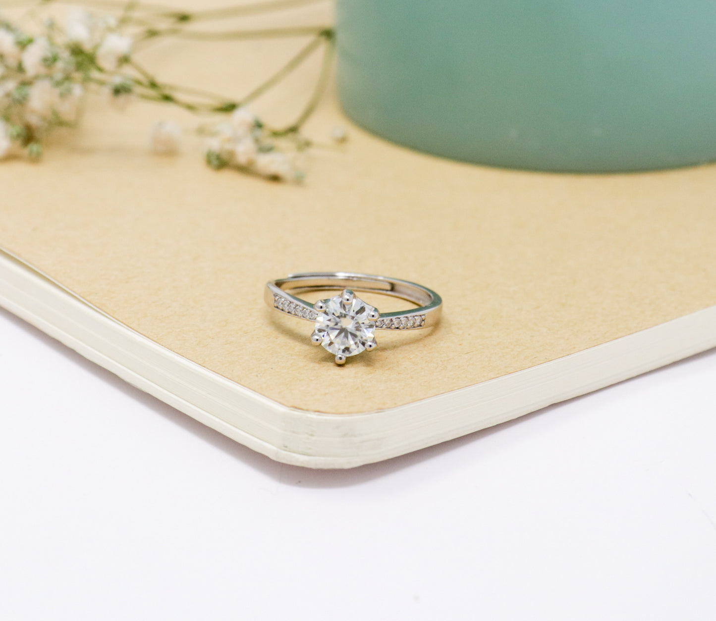 CRYSTAL CASCADE CZ SILVER RING