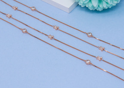 FLORAL CZ SILVER ANKLET