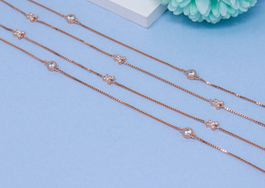 FLORAL CZ SILVER ANKLET