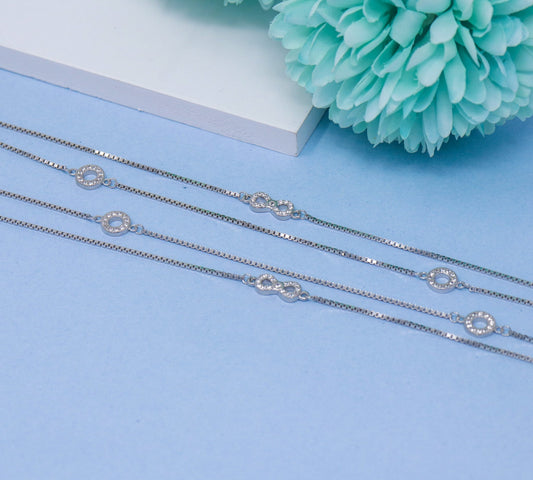 INFINITY AND FLORAL CZ ANKLET