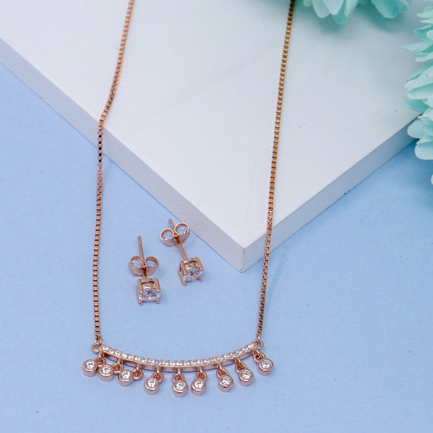 FLORAL CZ RADIANCE NECKLACE WITH EARRING