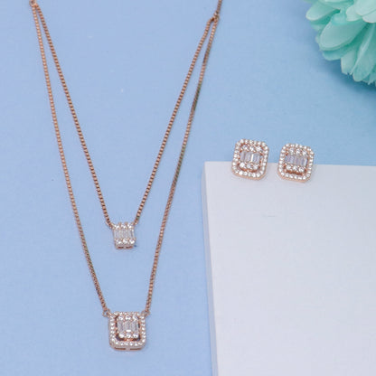 LAYERED CRYSTAL NECKLACE WITH EARRING