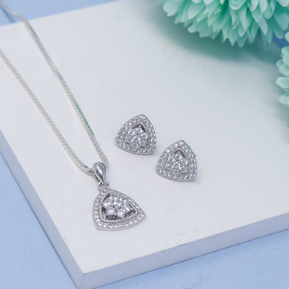 RADIANT SPARKS CZ NECKLACE WITH EARRING